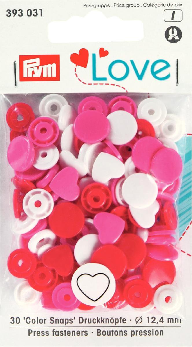Prym Love Colour Snaps 12mm red/white/pink Heart Shape